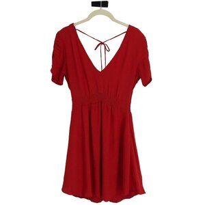 Gentle Fawn red scoop neck smocked waist short  sleeve a-line mini dress size 2